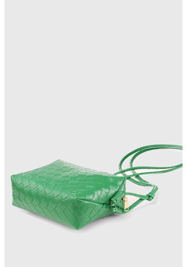 Housebags Yeşil Örgü Detaylı Çapraz Askılı Çanta 260 Yeşil