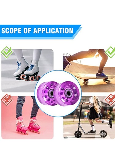 8 Parça 32 X 58 Mm 82a Rulmanlı Paten, Mor Mor