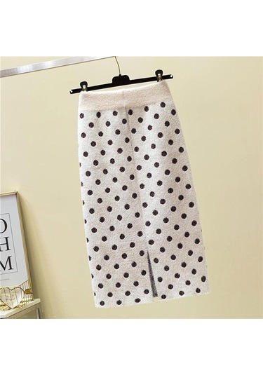 Sonbahar Kış Kadın Midi Örme Etek Kadın Etek Yüksek Bel Kalınlaşmak Taklit Vizon Kadife Katı Ince Etekler Beyaz