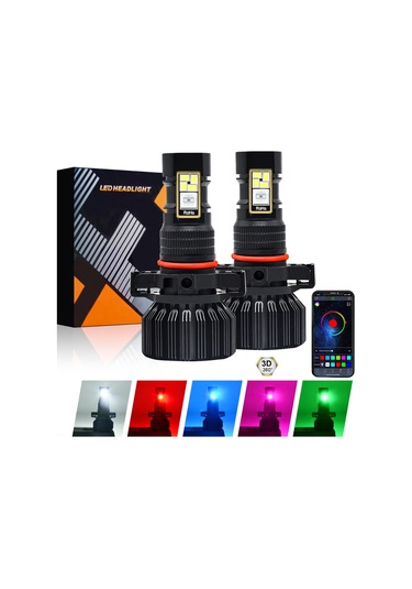 Padalink Rgb Araba Sis Lambası, Ip68 Su Geçirmez, Bluetooth App Kontrol, İphone/android Uyumlu, 5202 Arayüzü, 8000lm, Çiftli Paket