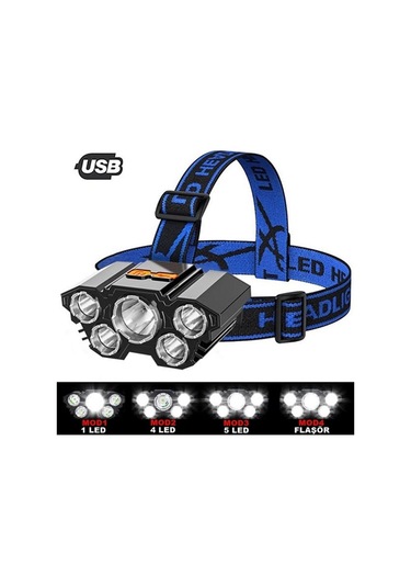 Hırdawhat 5 Led Usb Şarjlı Başlıklı Kafa Lambası 5 Modüllü Siyah