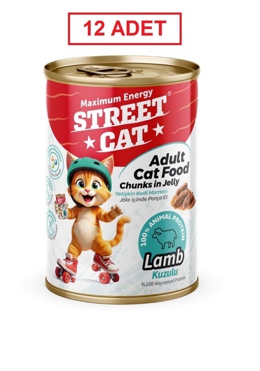 Street Cat Chunks İn Jelly Kuzu Etli Kedi Konserve 400gr 12li