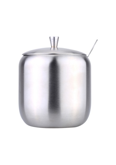 Jeemson Stanyum Çelik Baharat Kabı - Kahve Şeker Depolama Kutusu, 400ml, 12cm Kaşık İle, Mutfak Araçları Diğer