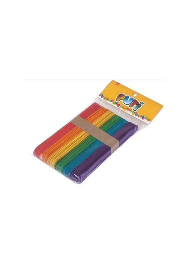 Puti Renkli Ahşap Geniş Dondurma Dil Çubuğu 50 Li Paket