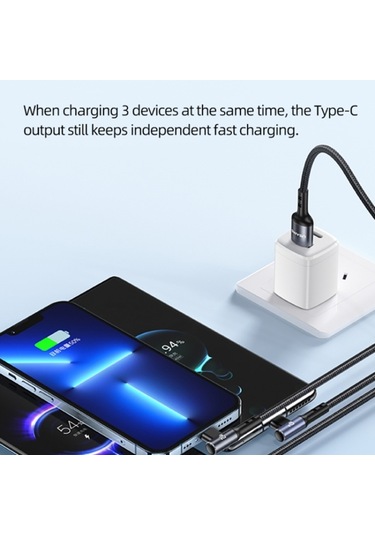 Usams Sj561 66W 3 İ N1 Hızlı Dirsek Örgü Şarj Veri Şarj Kablosu