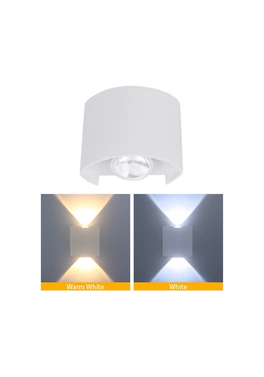 Monyee Alüminyum İç Mekan Led Duvar Lambası, Çift Yönlü Aydınlatma, Beyaz Kasa, 2w, 85-265v Beyaz