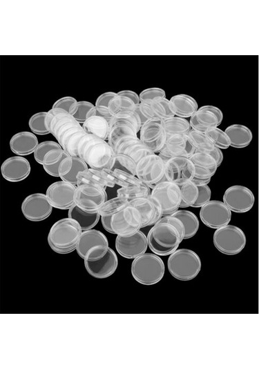 Suntek 100 Adet Temizle Yuvarlak Plastik Para Kapsüller
