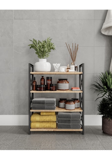 Dekoratif Banyo Rafı Peçete Havlu Aksesuar Siyah