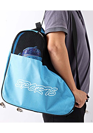 Mavi Tekerlekli Paten Çantası, Buz Pateni Çantaları Nefes Alabilir Paten Büyük Kapasiteli Dörtlüye Uygun Mavi