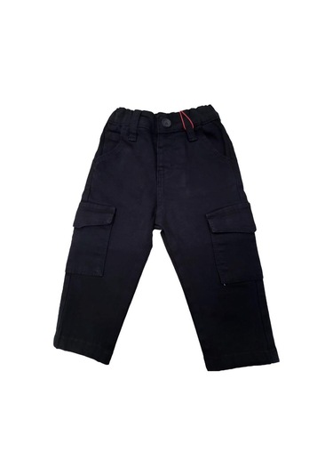 Erkek Bebek Cep Detaylı Kargo Pantolon-13592 Siyah