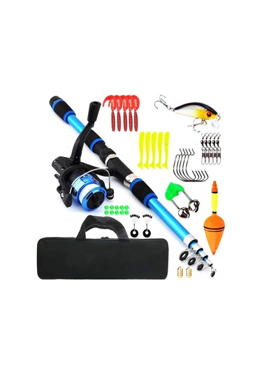 Lemestar 1.8m Karbon Fiber Teleskopik Olta Seti - Tuzlu Ve Tatlı Su Avı İçin Portatif Olta Makinesi, Misina Ve Depolama Çantası İle Tam Züccaciye