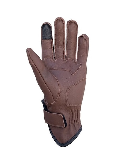 The Biker Jeans Livia Brown Korumalı Motosiklet Deri Eldiveni Kadın