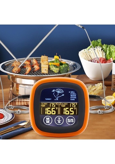 Pazly Termometresi Kanallı Homyl Dijital Çift Barbekü Aksesuarı Co