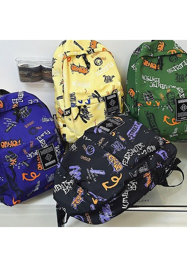 Suntek Graffiti Sırt Çantası Dizüstü Bilgisayar Günlük Yeşil