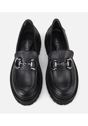 Hotiç Kadın Deri Siyah Tokalı Yüksek Tabanlı Klasik Loafer 01ayh314430a100 01ayh314430a100 Siyah