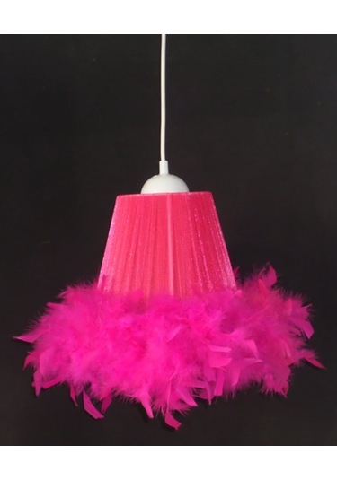 Fuşya Yatak Odası Kız Çocuk Odası Tüylü Avize