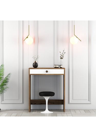 Lizbon Mini Makyaj Masası - Ceviz / Beyaz