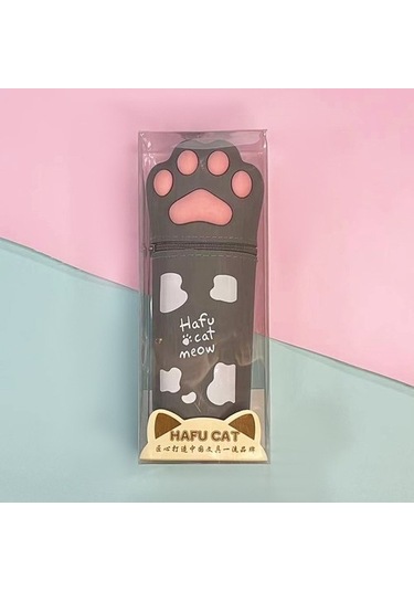 Karikatür Silikon Kalem Çantası Teleskopik Kalemlik Sevimli Kedi Pençe Depolama Kalem Suluboya Kalem Saklama Çantası Mpwxnp Açık Gri