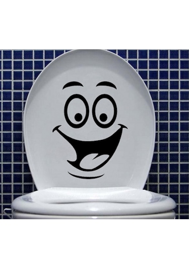 Klozet Banyo Sticker Komik Resim 3 Siyah