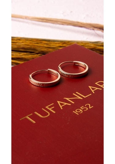 Altın Tek Düz Desenli Halka Küpe 1.6 Cm Gizli Kilit