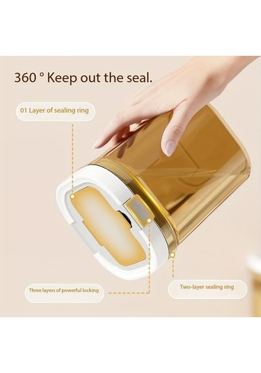 Awesomestore Ldq Büyük Şeffaf Kahve Saklama Kabı - Altın, 360 Sızdırmaz, Yeniden Kullanılabilir Şeffaf