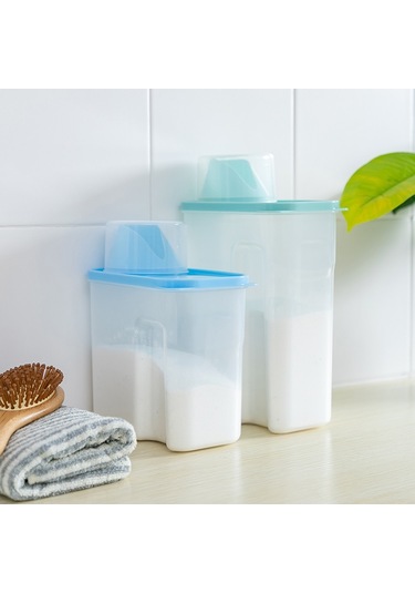 Sones 2l Ev Plastik Şeffaf Çamaşır Tozu Saklama Kutusu Saklama Kabı Yeşil