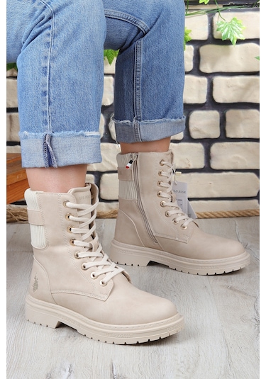 U.s. Polo Assn. Lane Sıcak Astarlı Fermuarlı Kadın Bot 867800000758 14 Bej Bej