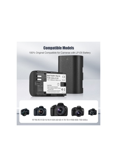 Xindoker Canon R7 R6 R5 İçin 2 Adet 2600mah Lp-e6 Pil + Çift Yuvalı Şarj Cihazı Ve Usb Kablosu