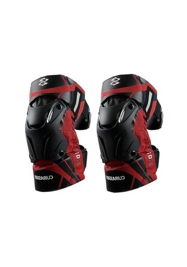 Pazly Güçlü Diz Koruyucu, Gece Yansımalı, Şok Emici Motosiklet Ekipmanı - Kırmızı-siyah, Ayarlanabilir, Yüksek Dayanıklılık Kırmızı - Siyah