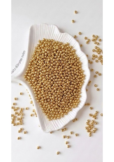 100 Gram - İnci Boncuk - 6 Mm Renk : Gold