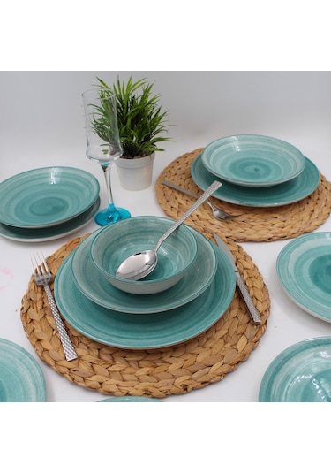 Milas 18 Parça Yemek Takımı Mavi
