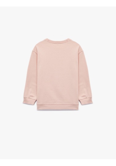 Koton Ayıcık Baskılı Uzun Kollu Bisiklet Yaka Pamuklu Sweatshirt Pembe 6wmg10072ak Gül