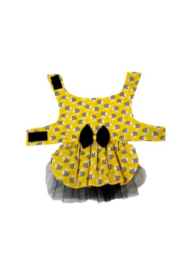 Arı Desenli Sarı Kedi Köpek Kıyafeti Elbisesi