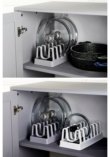 Büro Ev Ofis Mutfağı İçin 2adet 8 Bölme Tencere Tabak Kapak Organizer Raf Seti Diğer
