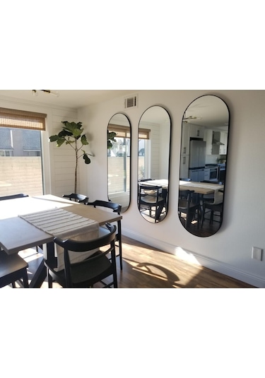 Model Alfa Dekoratif Ayna Boy Aynası Mdf 180cm X 62 Cm Elips Ayna 180 X 60 Siyah Antno27s Siyah