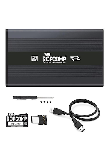 Ropcomp 2.5" Usb 2.0 Sata Harici Hdd Kutusu Type-c Dönüştürücülü