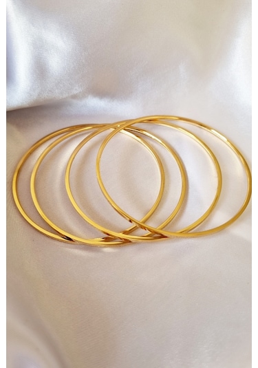 Trade Bazaar Kadın 4'lü Lüks Yüksek Kalite Çelik 65 MM Ajda Bilezik Çelik Kararmaz Bileklik