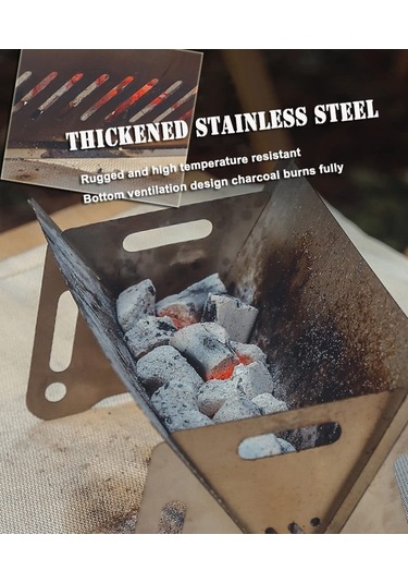 Dancemonkey Paslanmaz Çelik 304 Mangal Seti: Katlanabilir, Taşınabilir, 3 Parçalı Uygun Tasarım Gümüş Gümüş