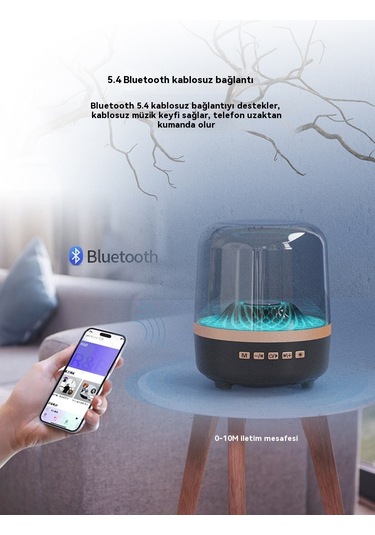 Masaüstü Renkli Rgb Işıklı Cam Kristal Kablosuz Bluetooth Hoparlör