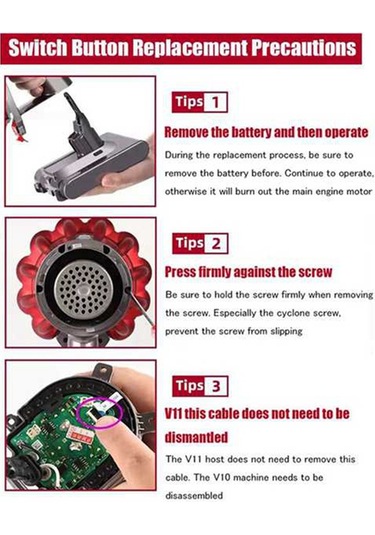 V10 V11 İçin Tetik Düğmesi, Tornavida İle Yükseltilmiş