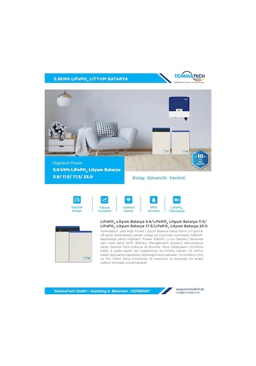 Tommatech Hightech Power Booster Pack 5.8 Kwh Lityum Batarya