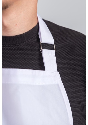 Erkek Boyundan Asmalı Barista Şef Mutfak Önlüğü Beyaz