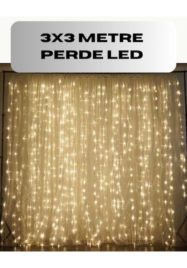 3x3 Perde Led Işık Şelale Model Özel Gün Dekoratif Aydınlatma Çok Renkli