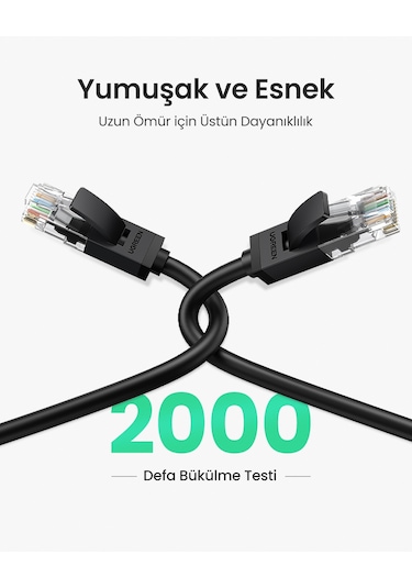 Ugreen Cat6 Ethernet Kablosu, 5 Metre, Siyah, 20162