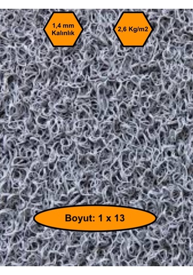 Gri Kıvırcık Plastik Paspas, Dış Mekan İçin Paspas, 1x13