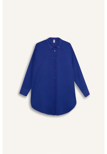 DeFacto Regular Fit Pamuklu Plaj Gömleği-Fall in Love W8241AZ24SMBE114 Mavi DeFacto Regular Fit Pamuklu Plaj Gömleği-Fall in Love W8241AZ24SMBE114 Mavi