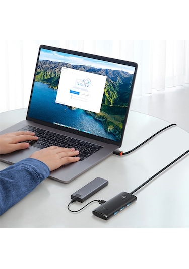 Baseus Lite Series 4Portlu Type-C to USB 3.0 Çevirici Hub Adaptör