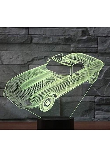 Goldenqian Çocuklar Için Gece Lambası, 3d Illüzyon Gece Lambası, Renk Değişimi Gece Lambası 3d Led Gece Lambası Roadster, 7 Renkli Işık, Ev Dekoru Işıkları Için Inanılmaz Görsel Illüzyon Sb3jwb Siyah