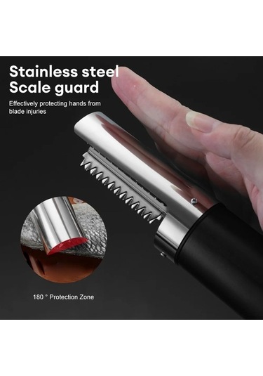 Ambition Taşınabilir Elektrikli Balık Kazıyıcı Su Geçirmez Siyah Balık Temizleme Aleti Siyah