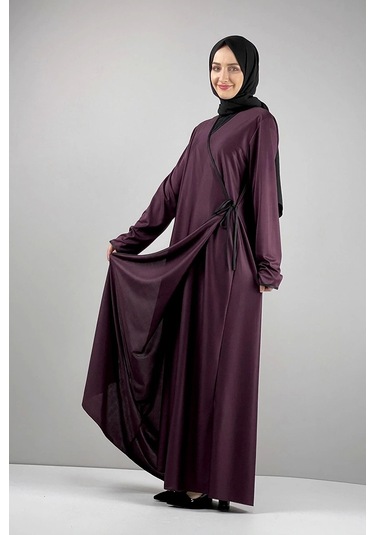 Moda Çizgi Namaz Elbisesi Vişne